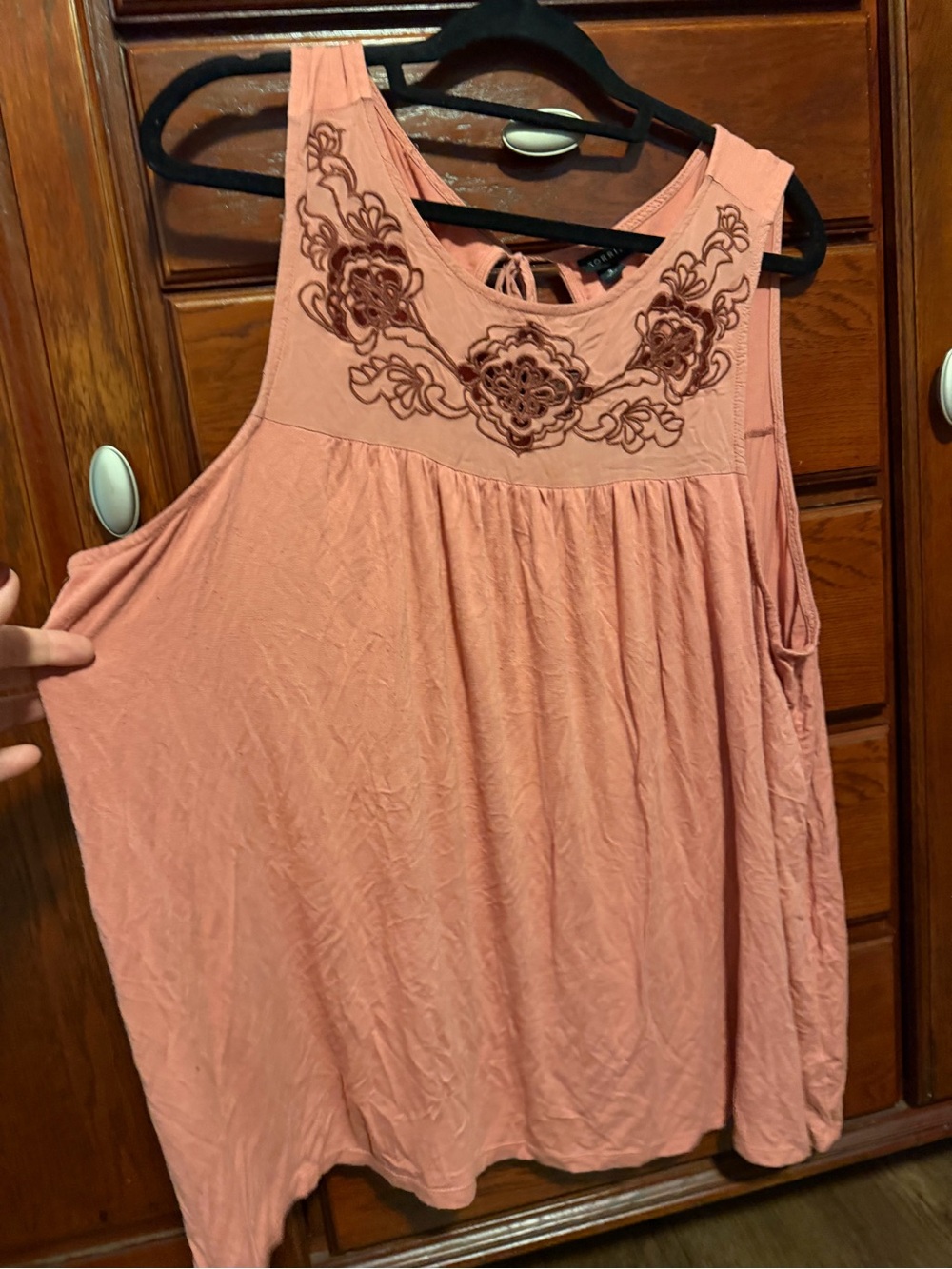 torrid Rose Pink Embroidered Yoke Tank